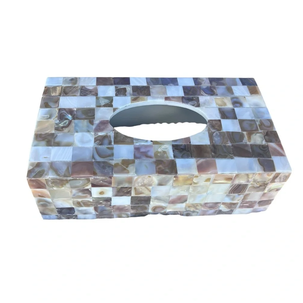 Creative Scents Milano Tissue Box Cover Mother-of-Pearl Mosaic Tissue Box Cover